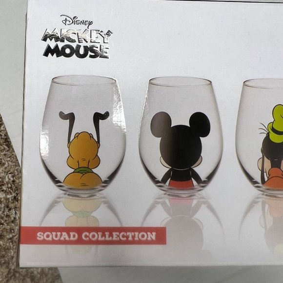 Mickey Mouse Disney Joyjolt 4 limited drinking glasses squad collection NEW - Picture 9 of 9